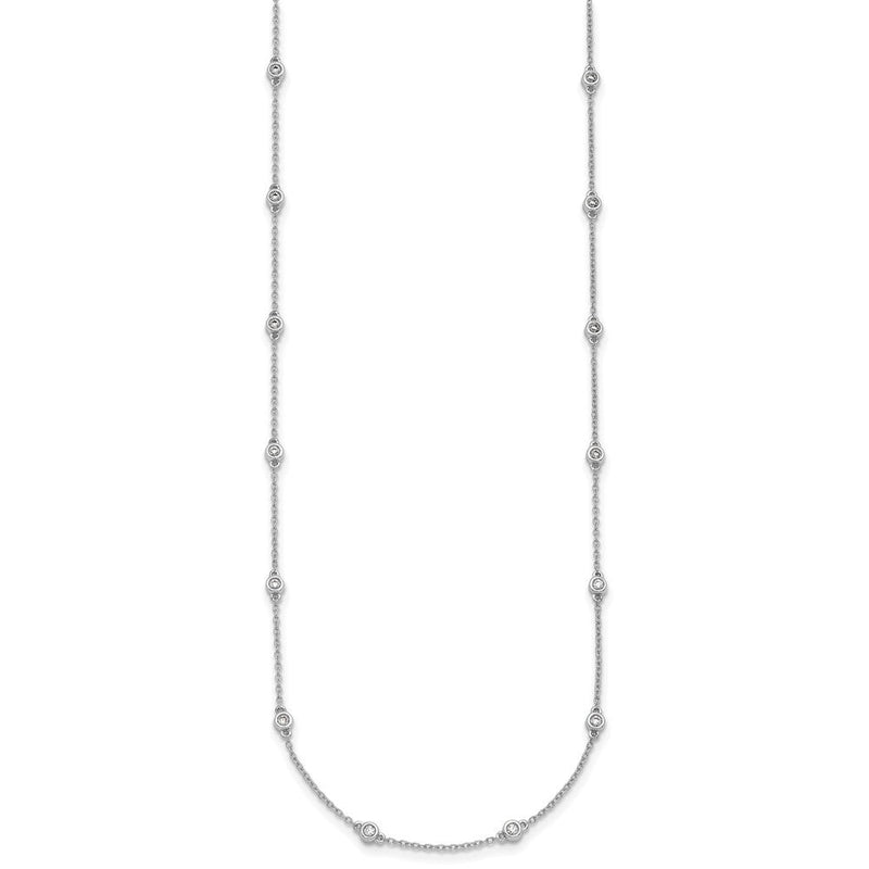 14K Weißgold Echt Diamant Station Ankerkette Halskette