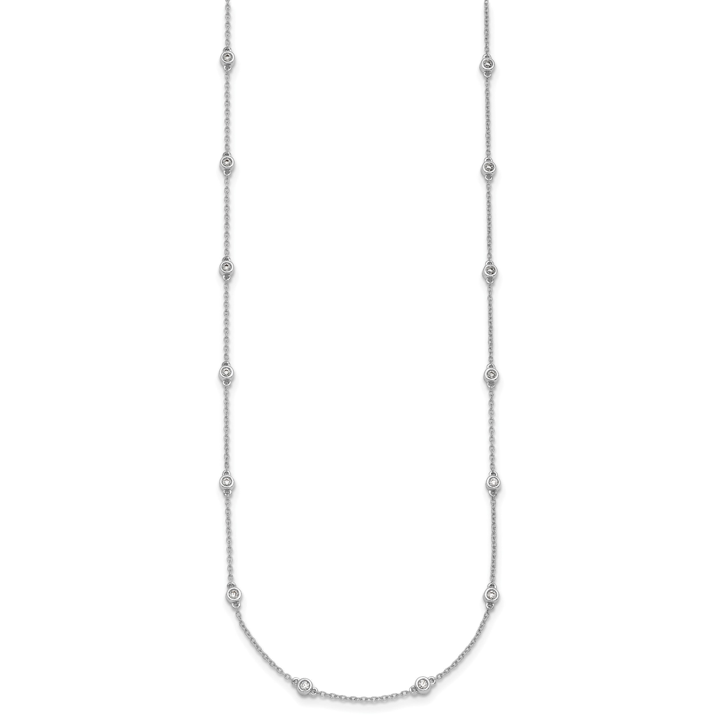 14K Weißgold Echt Diamant Station Ankerkette Halskette