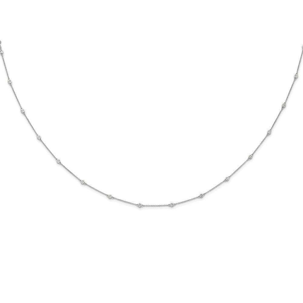 14K Weißgold Echt Diamant Station Ankerkette Halskette