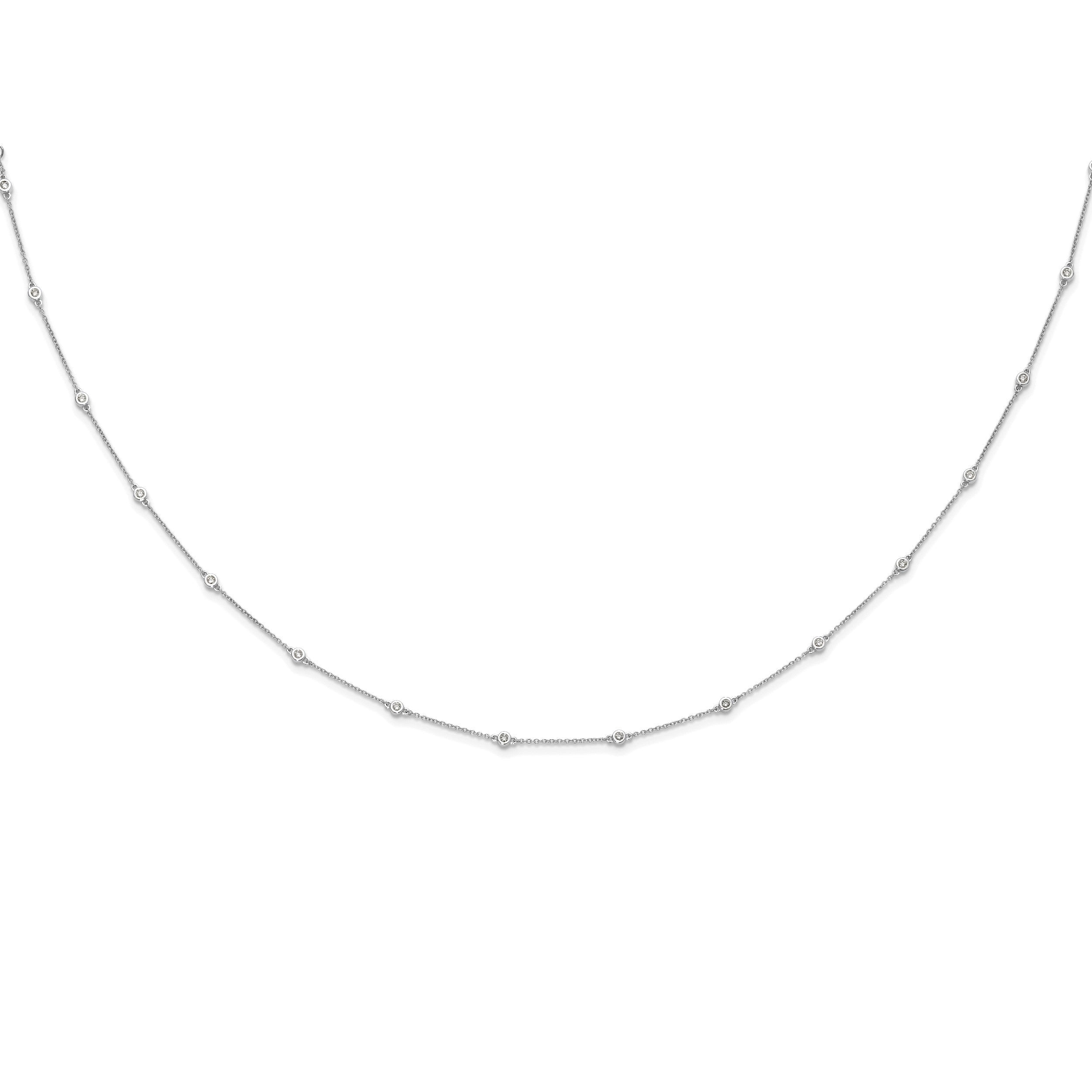 14K Weißgold Echt Diamant Station Ankerkette Halskette
