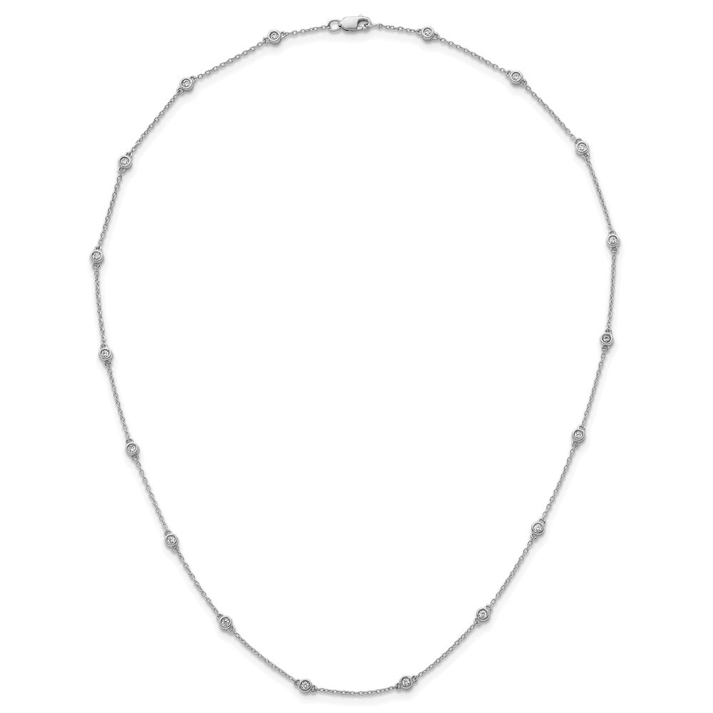 14K Weißgold Echt Diamant Station Ankerkette Halskette