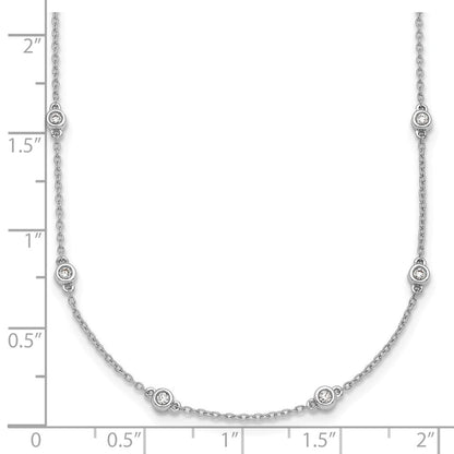 14K Weißgold Echt Diamant Station Ankerkette Halskette