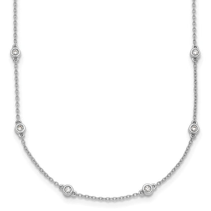 14K Weißgold Echt Diamant Station Ankerkette Halskette