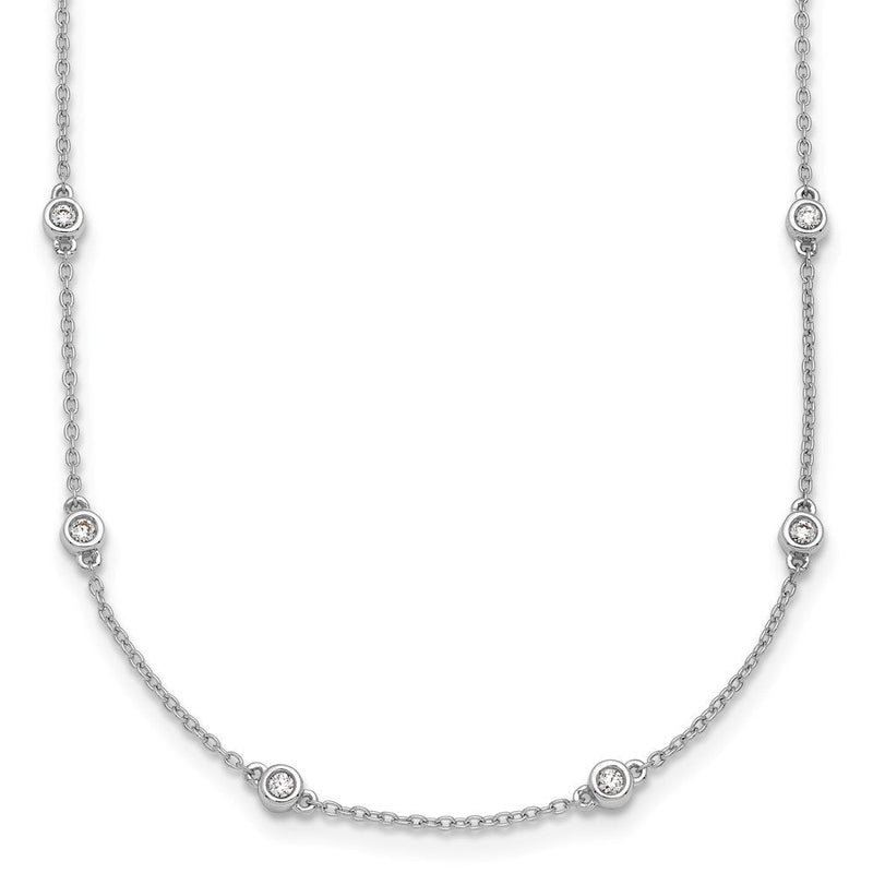 14K Weißgold Echt Diamant Station Ankerkette Halskette