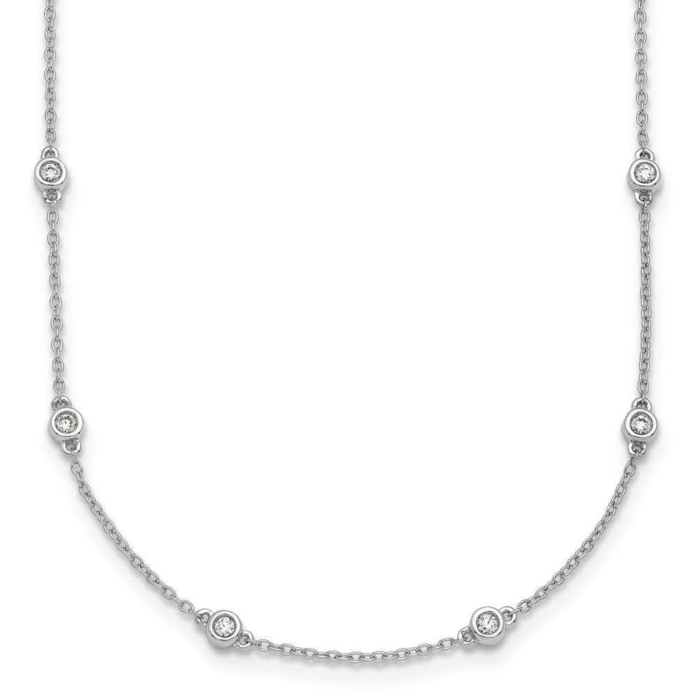 14K Weißgold Echt Diamant Station Ankerkette Halskette