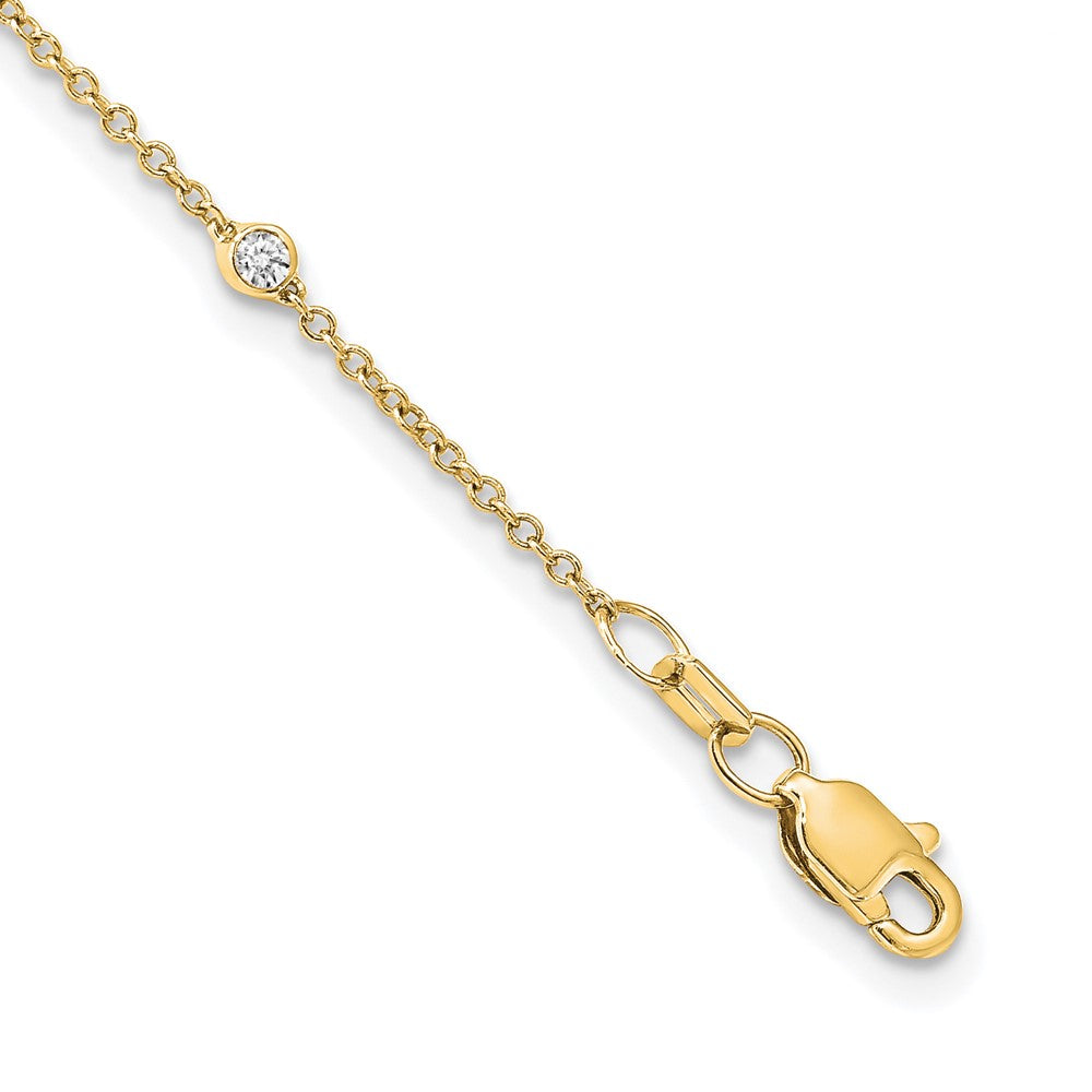 14K Gelbgold Echt Diamant Station Ankerkette Halskette