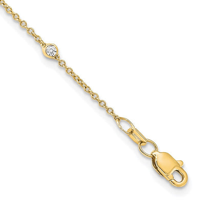 14K Gelbgold Echt Diamant Station Ankerkette Halskette