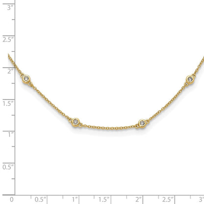 14K Gelbgold Echt Diamant Station Ankerkette Halskette