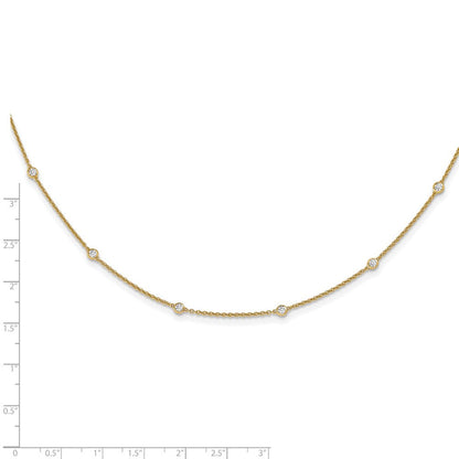 14K Gelbgold Echt Diamant Station Ankerkette Halskette