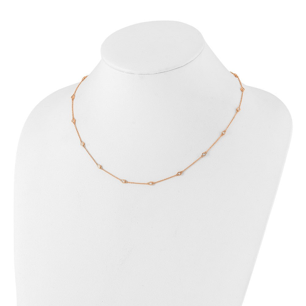 14K Roségold True Origin 1/2 Karat Im Labor Gezüchtet Diamant Vs+ F+ Eighteen Station 18 Zoll Halskette