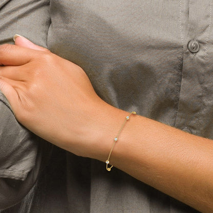 14K Gelb Weiß Or Roségold 1/6 Ct. Im Labor Gezüchtet Diamant Vs/si D E F 7 Tennis Stations Armband