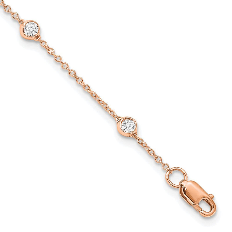 14K Roségold True Origin 1/2 Karat Im Labor Gezüchtet Diamant Vs+ F+ Eight Station 8 Zoll Armband