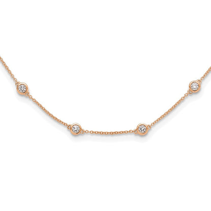 14K Roségold True Origin 1 1/6 Karat Im Labor Gezüchtet Diamant Vs+ F+ Eighteen Station 18 Zoll Halskette