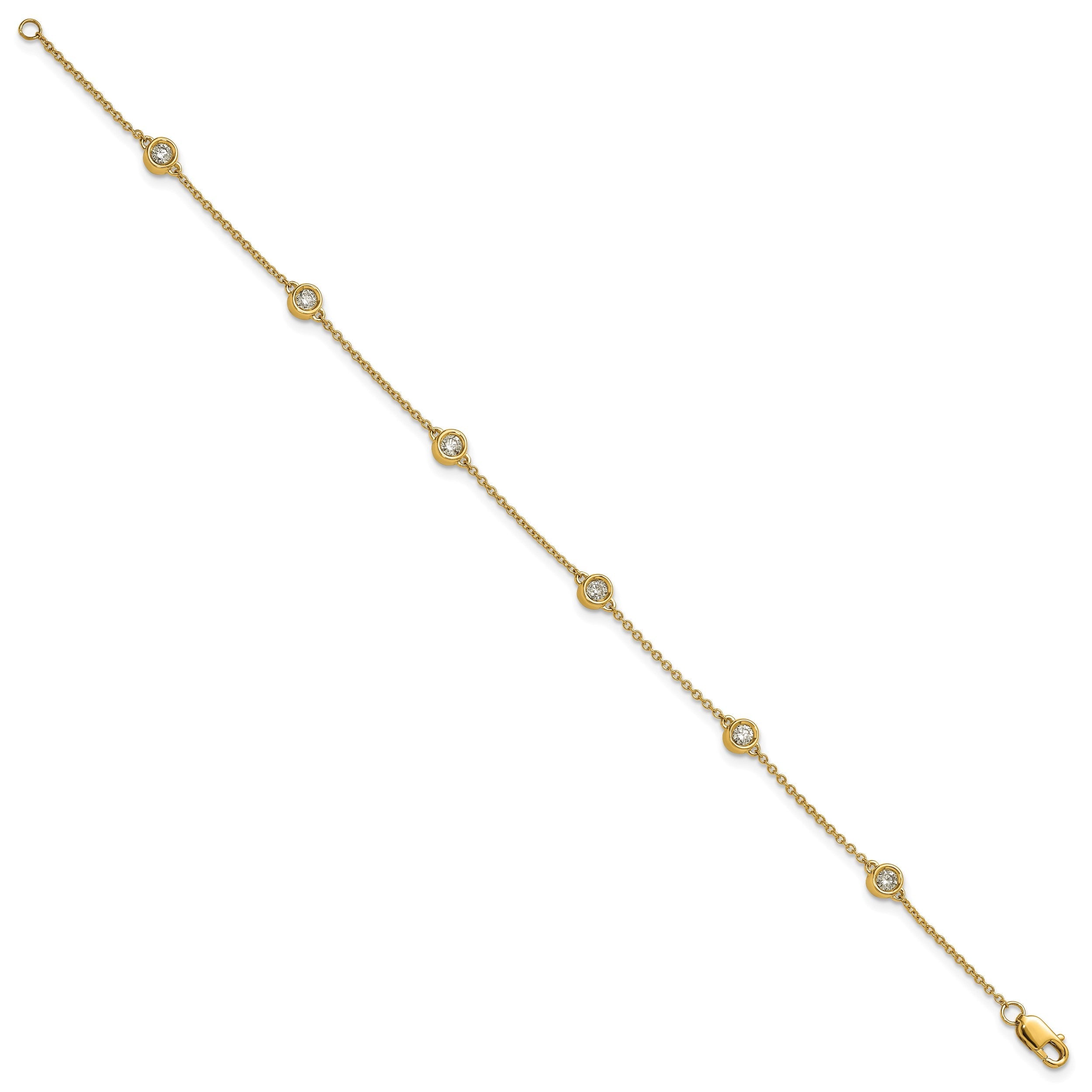 14K Gelbgold Komplett 1/3 Karat Zargenfassung-set Diamant und Ankerkette Kette 6-station 7 Zoll Armband