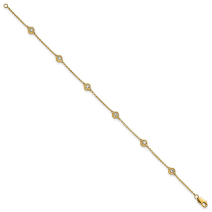 14K Gelbgold Komplett 1/3 Karat Zargenfassung-set Diamant und Ankerkette Kette 6-station 7 Zoll Armband