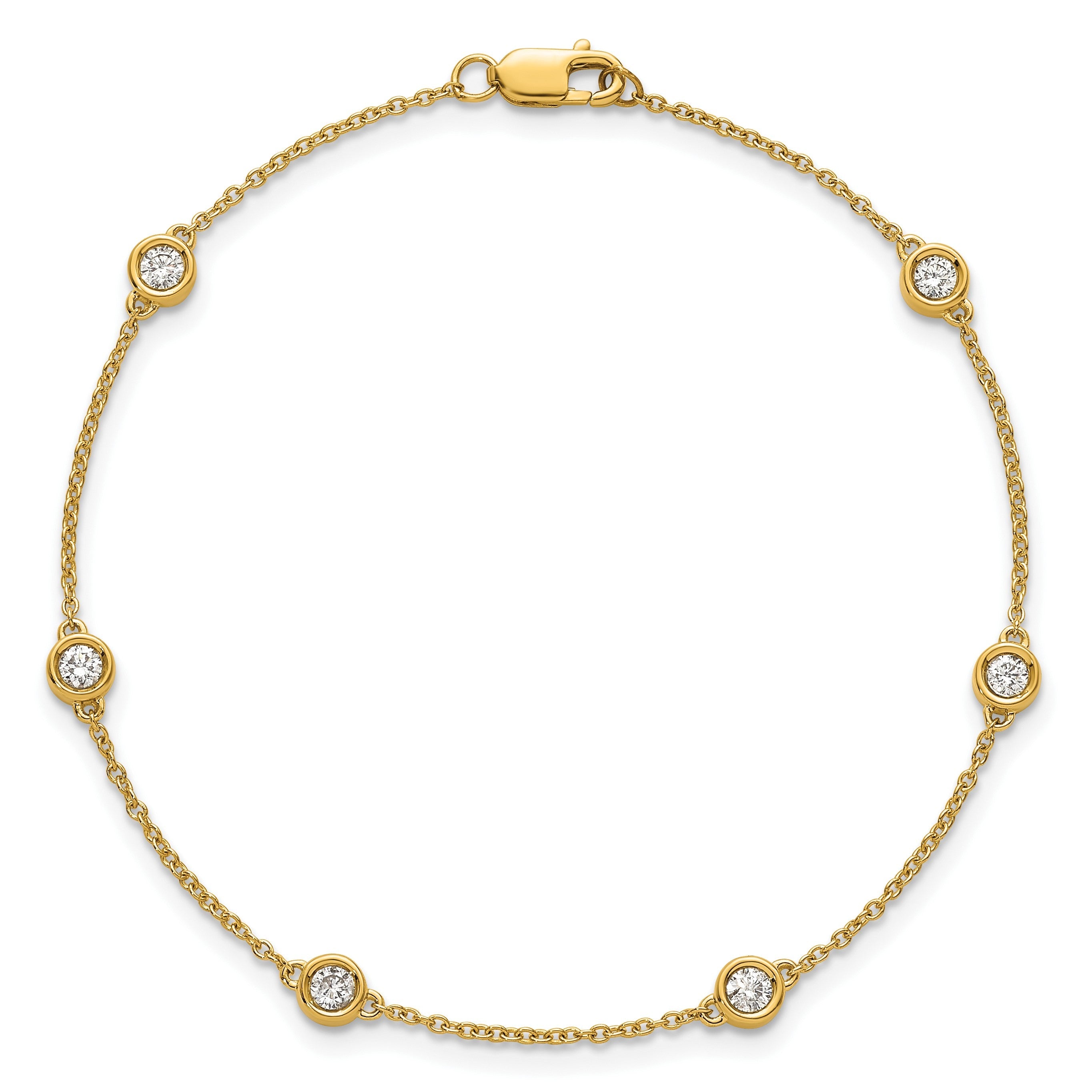 14K Gelbgold Komplett 1/3 Karat Zargenfassung-set Diamant und Ankerkette Kette 6-station 7 Zoll Armband