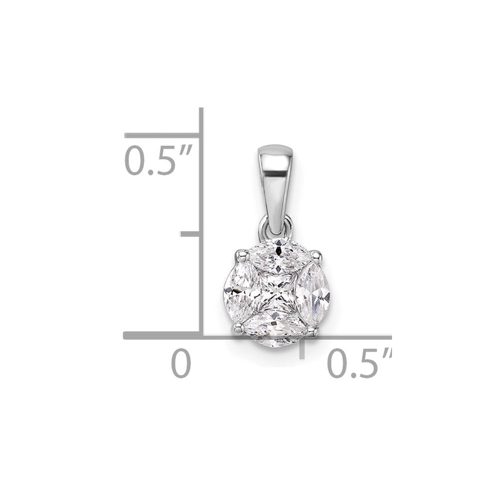 14K Weißgold Anhänger mit 0,5 ct. im Labor gezüchteten Diamanten VS/SI+ G+ im Rund- und Marquise-Schliff
