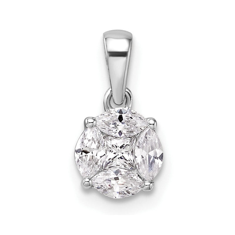14K Weißgold Anhänger mit 0,5 ct. im Labor gezüchteten Diamanten VS/SI+ G+ im Rund- und Marquise-Schliff