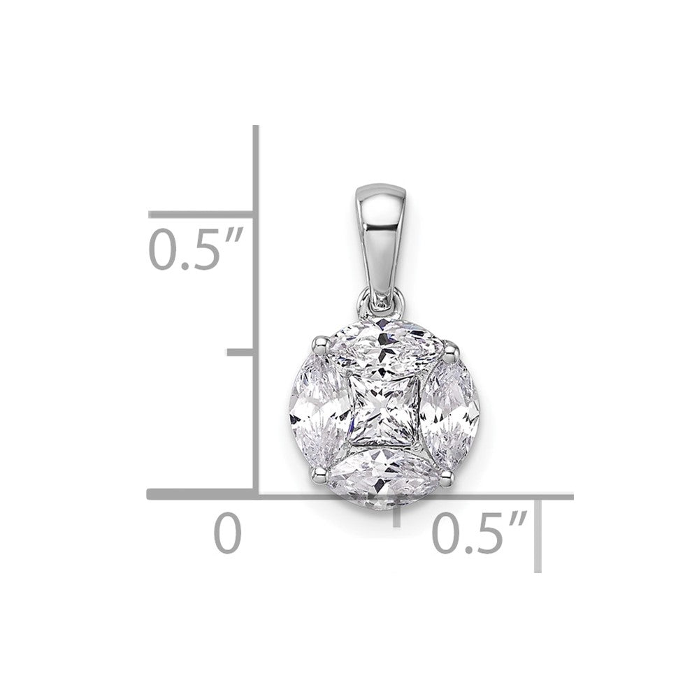 14K Weißgold 1 ct. Laborgezüchteter Diamant VS/SI+ G+ Rund- und Marquise-Anhänger