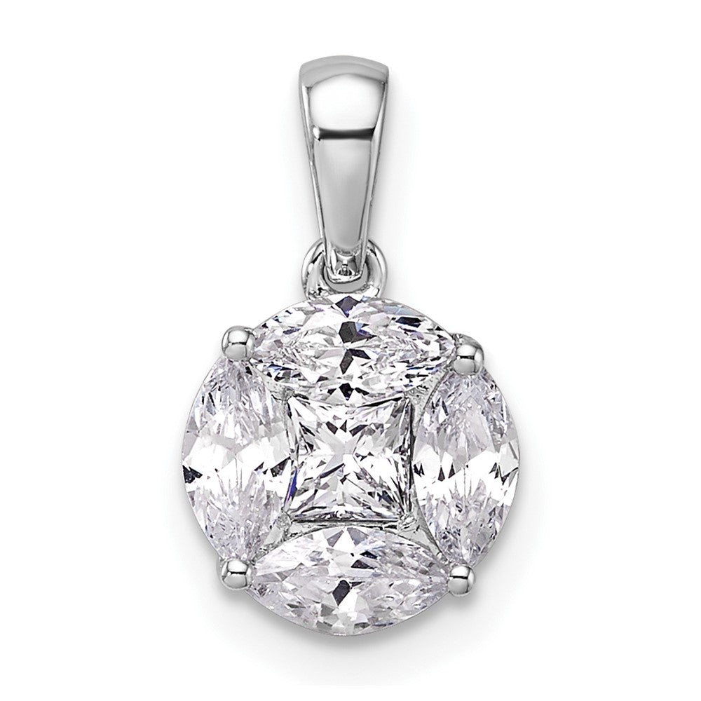 14K Weißgold 1 ct. Laborgezüchteter Diamant VS/SI+ G+ Rund- und Marquise-Anhänger