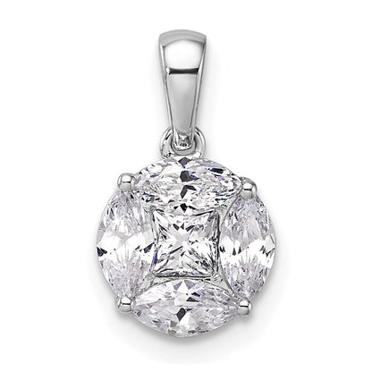 14K Weißgold 1 ct. Laborgezüchteter Diamant VS/SI+ G+ Rund- und Marquise-Anhänger