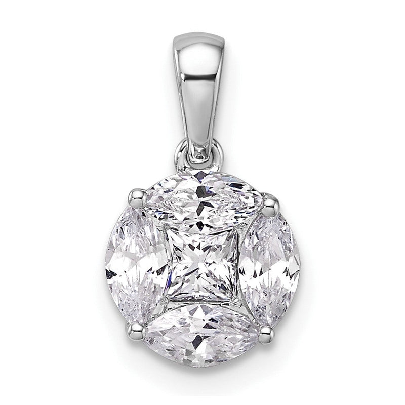 14K Weißgold 1 ct. Laborgezüchteter Diamant VS/SI+ G+ Rund- und Marquise-Anhänger