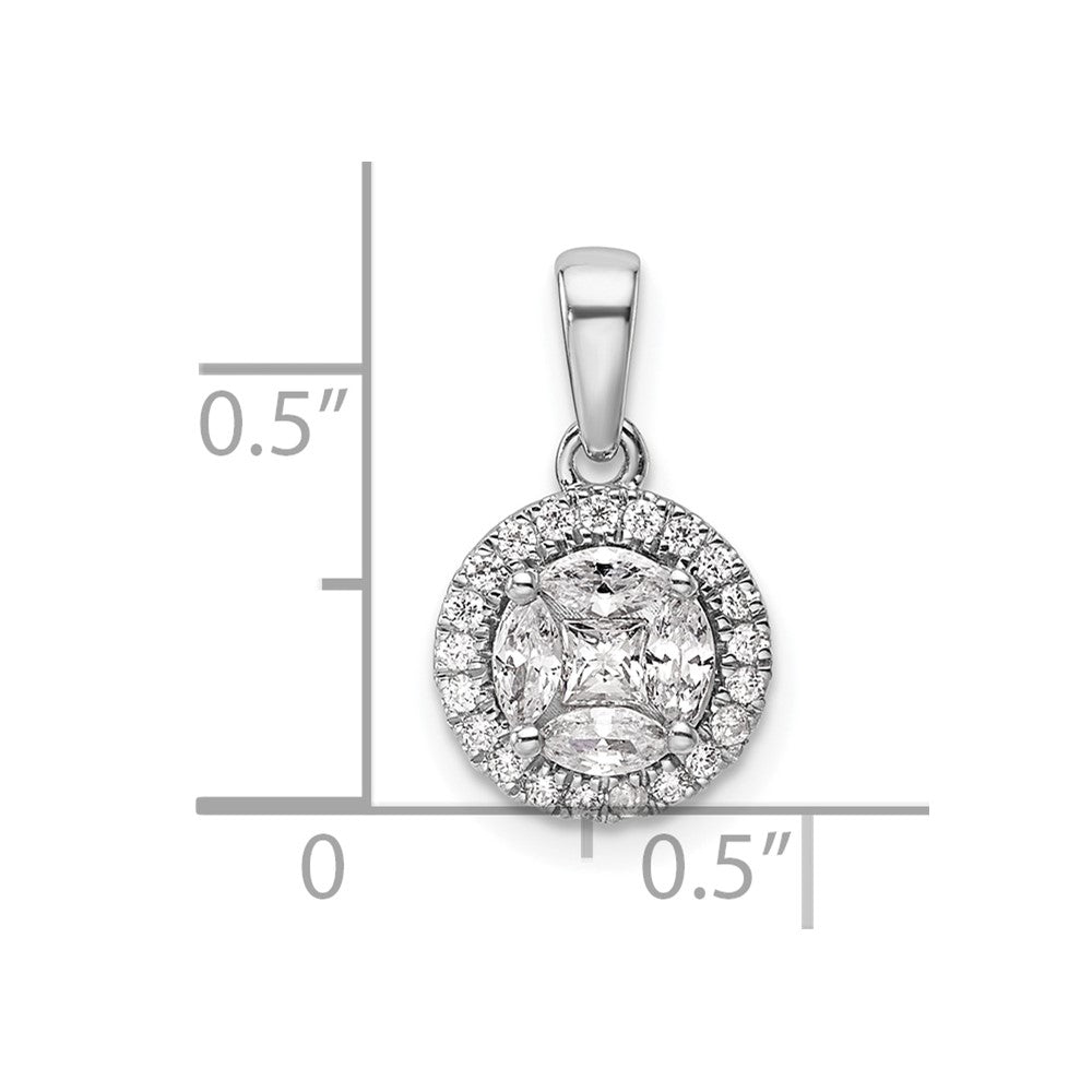 14K Weißgold 0,5 ct. Laborgezüchteter Diamant VS/SI+ G+ Rund- und Marquise-Halo-Anhänger