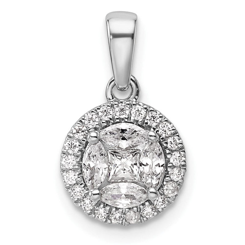14K Weißgold 0,5 ct. Laborgezüchteter Diamant VS/SI+ G+ Rund- und Marquise-Halo-Anhänger