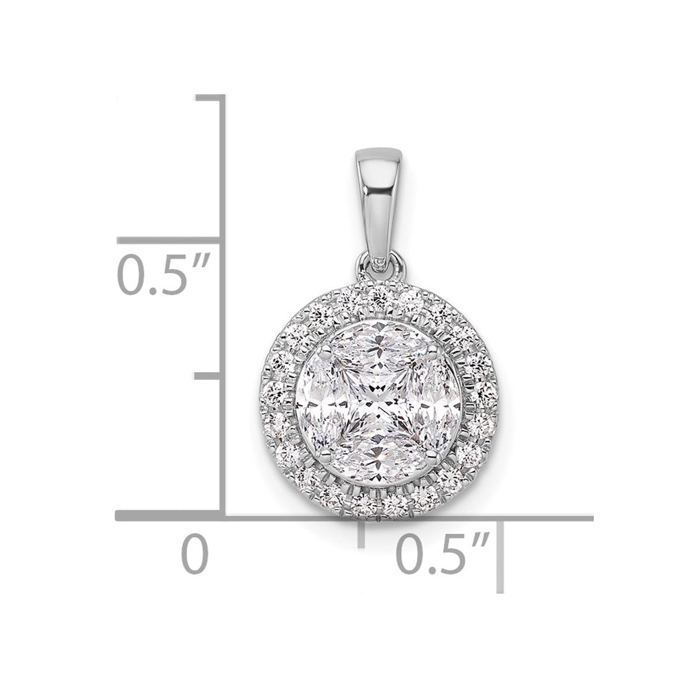 14K Weißgold 1 ct. Laborgezüchteter Diamant VS/SI+ G+ Rund- und Marquise-Halo-Anhänger