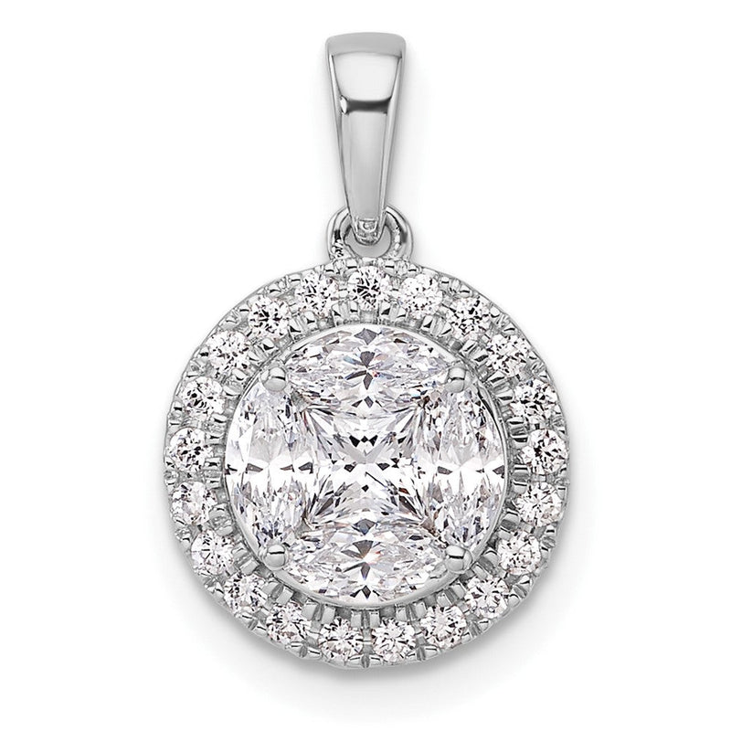 14K Weißgold 1 ct. Laborgezüchteter Diamant VS/SI+ G+ Rund- und Marquise-Halo-Anhänger