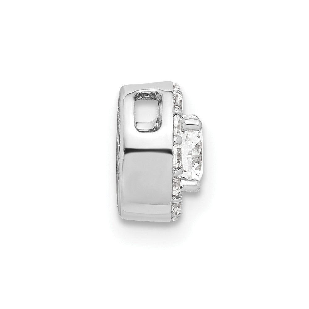 14K Weißgold Anhänger mit 0,5 ct. Laborgezüchteten Diamanten VS/SI+ G+ im Rundschliff, Komplettes Halo-Ketten-Gleitanhänger
