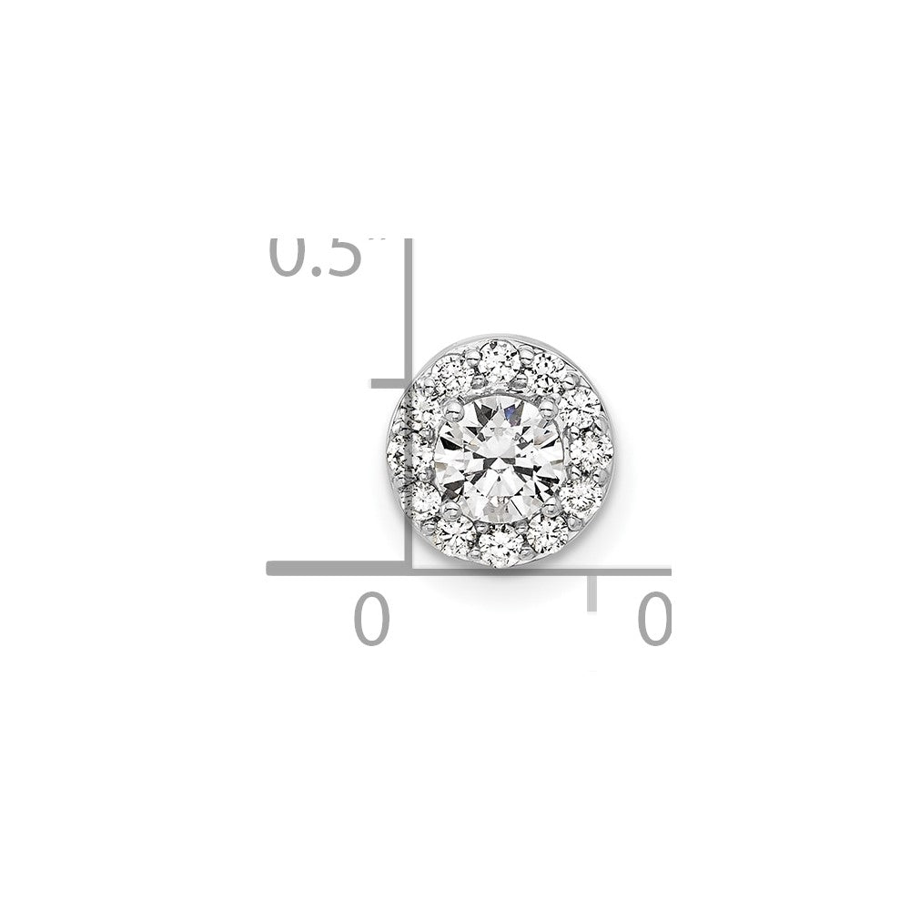 14K Weißgold Anhänger mit 0,5 ct. Laborgezüchteten Diamanten VS/SI+ G+ im Rundschliff, Komplettes Halo-Ketten-Gleitanhänger
