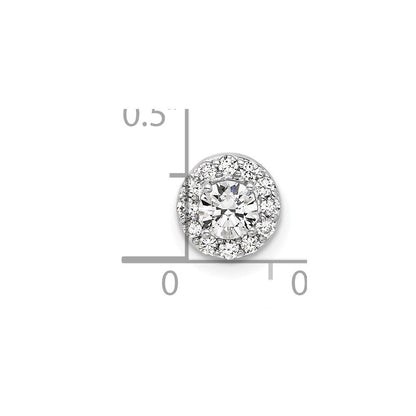 14K Weißgold Anhänger mit 0,5 ct. Laborgezüchteten Diamanten VS/SI+ G+ im Rundschliff, Komplettes Halo-Ketten-Gleitanhänger