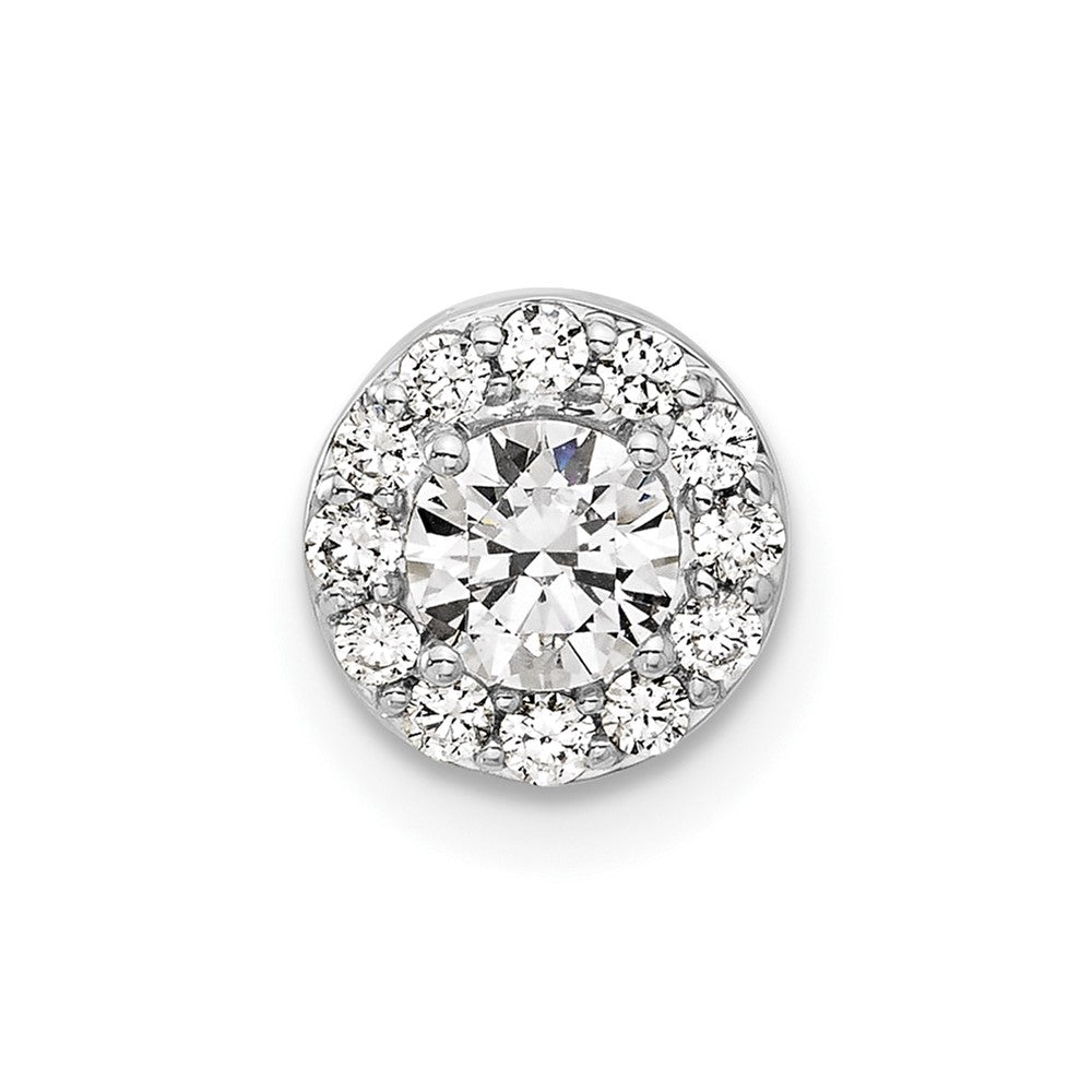 14K Weißgold Anhänger mit 0,5 ct. Laborgezüchteten Diamanten VS/SI+ G+ im Rundschliff, Komplettes Halo-Ketten-Gleitanhänger