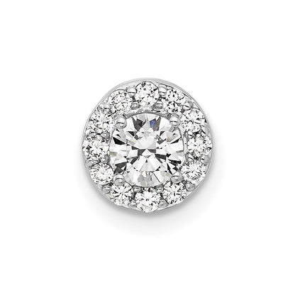 14K Weißgold Anhänger mit 0,5 ct. Laborgezüchteten Diamanten VS/SI+ G+ im Rundschliff, Komplettes Halo-Ketten-Gleitanhänger