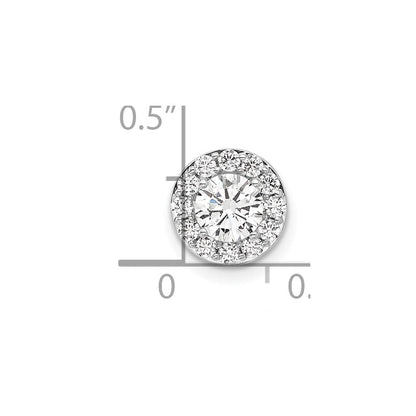 14K Weißgold 0,75 ct. Laborgezüchteter Diamant VS/SI+ G+ Rund Halo Ketten-Gleitanhänger