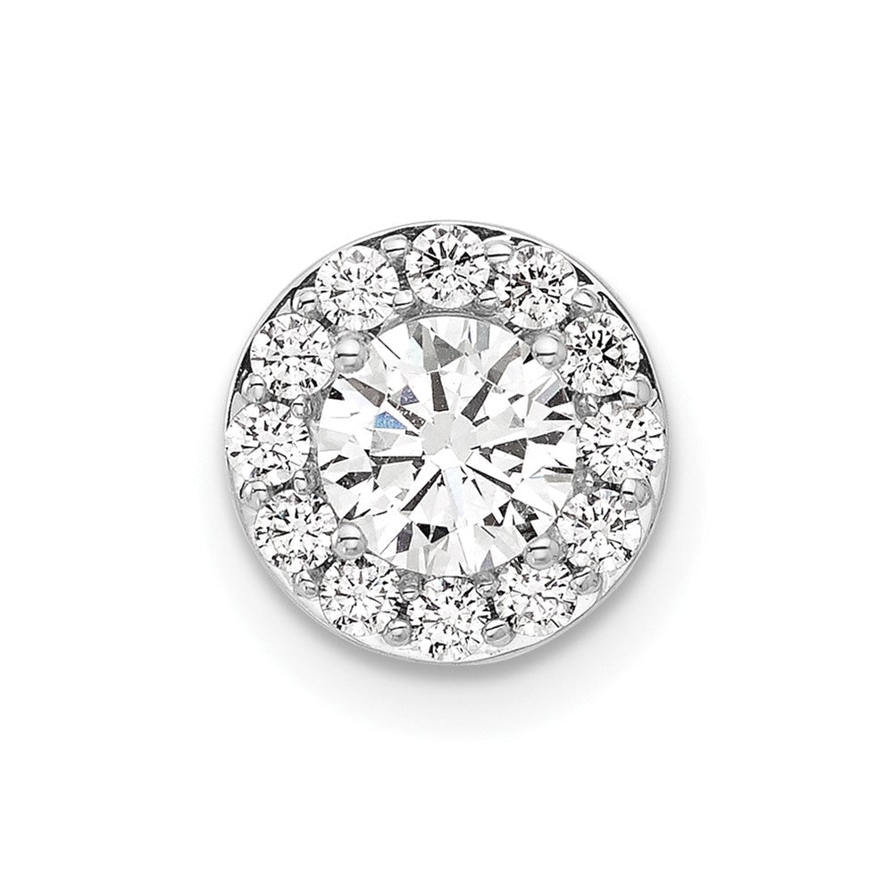 14K Weißgold 0,75 ct. Laborgezüchteter Diamant VS/SI+ G+ Rund Halo Ketten-Gleitanhänger