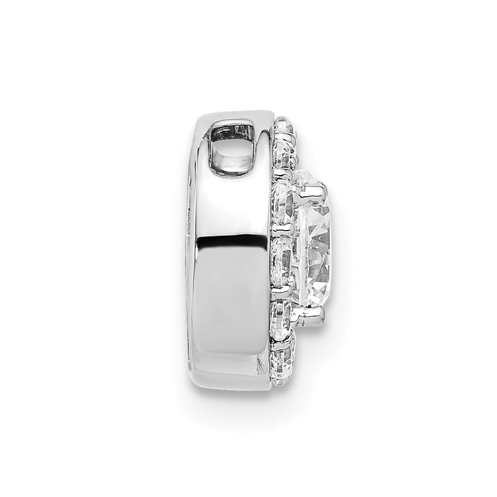 14K Weißgold Gleitanhänger mit Kette, 1 ct. im Labor gezüchteten Diamanten VS/SI+ G+, rund, mit Halo