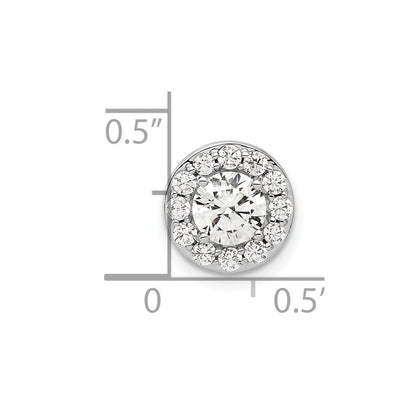 14K Weißgold Gleitanhänger mit Kette, 1 ct. im Labor gezüchteten Diamanten VS/SI+ G+, rund, mit Halo