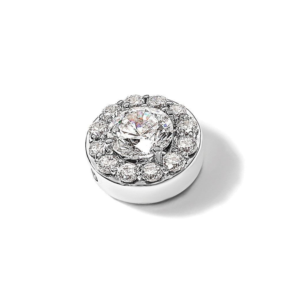 14K Weißgold 0,75 ct. Laborgezüchteter Diamant VS/SI+ G+ Rund Halo Ketten-Gleitanhänger
