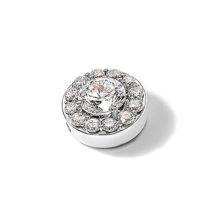 14K Weißgold 0,75 ct. Laborgezüchteter Diamant VS/SI+ G+ Rund Halo Ketten-Gleitanhänger