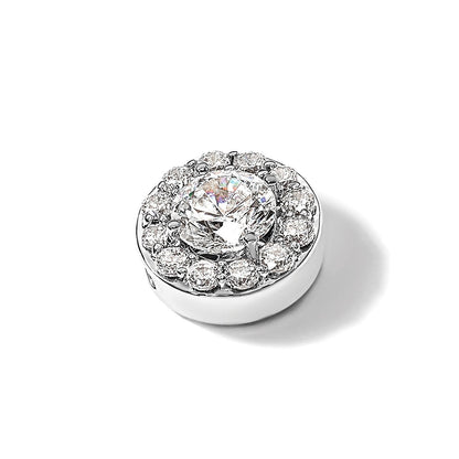 14K Weißgold Anhänger mit 0,5 ct. Laborgezüchteten Diamanten VS/SI+ G+ im Rundschliff, Komplettes Halo-Ketten-Gleitanhänger