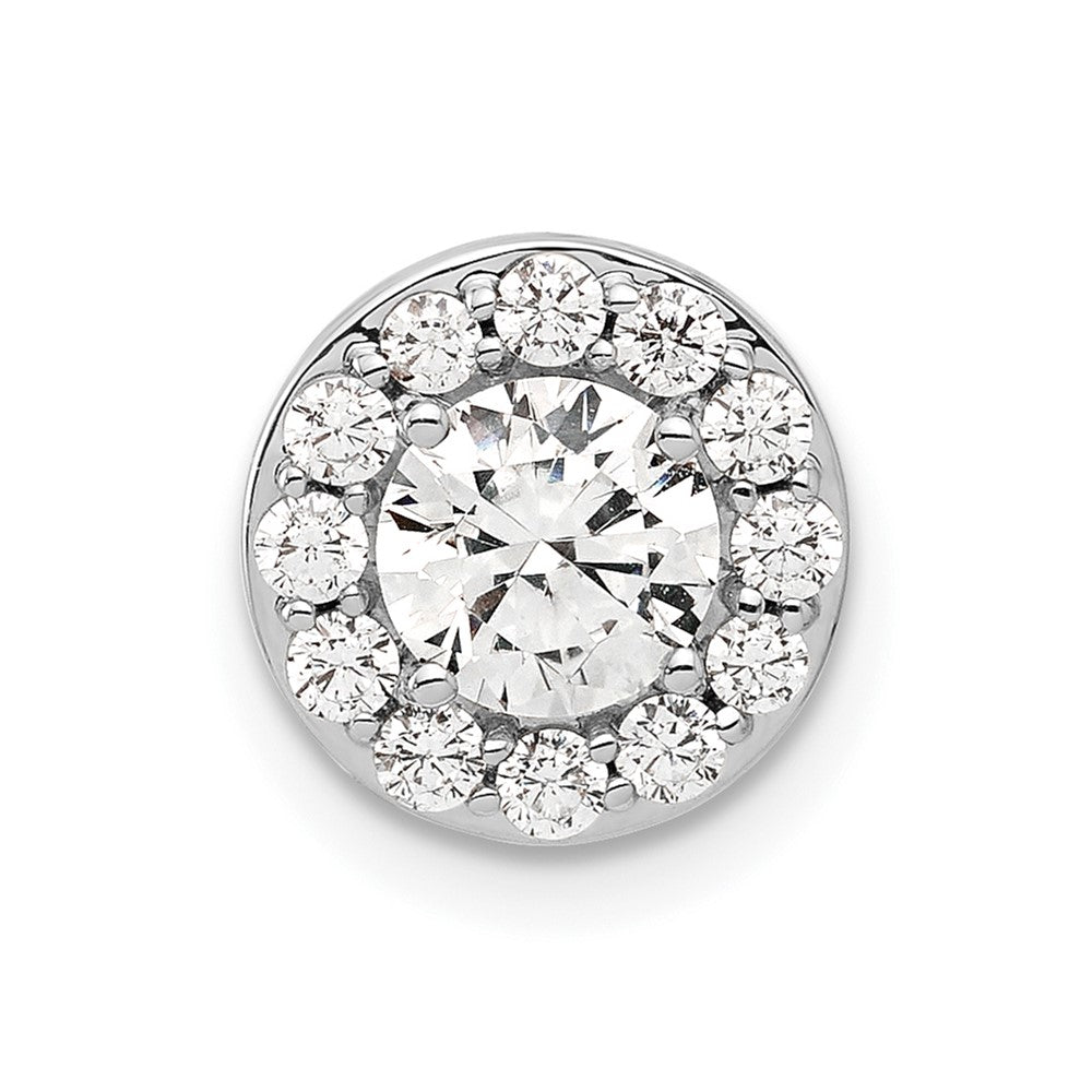 14K Weißgold Gleitanhänger mit Kette, 1 ct. im Labor gezüchteten Diamanten VS/SI+ G+, rund, mit Halo