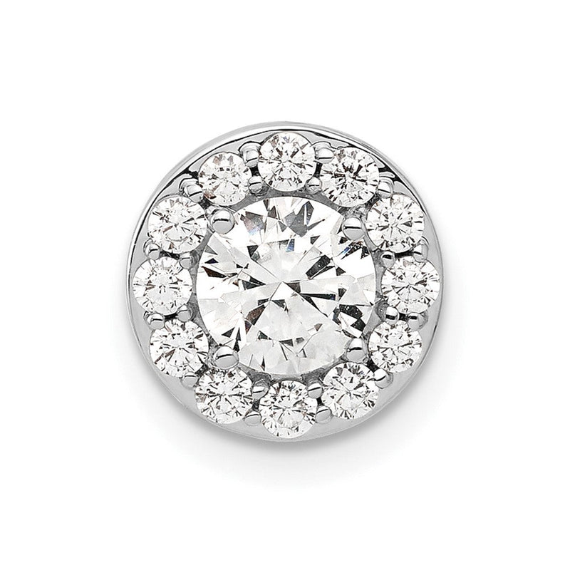 14K Weißgold Gleitanhänger mit Kette, 1 ct. im Labor gezüchteten Diamanten VS/SI+ G+, rund, mit Halo