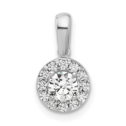 14K Weißgold 0,5 ct. im Labor gezüchteter Diamant VS/SI+ G+ Rund-Halo-Anhänger