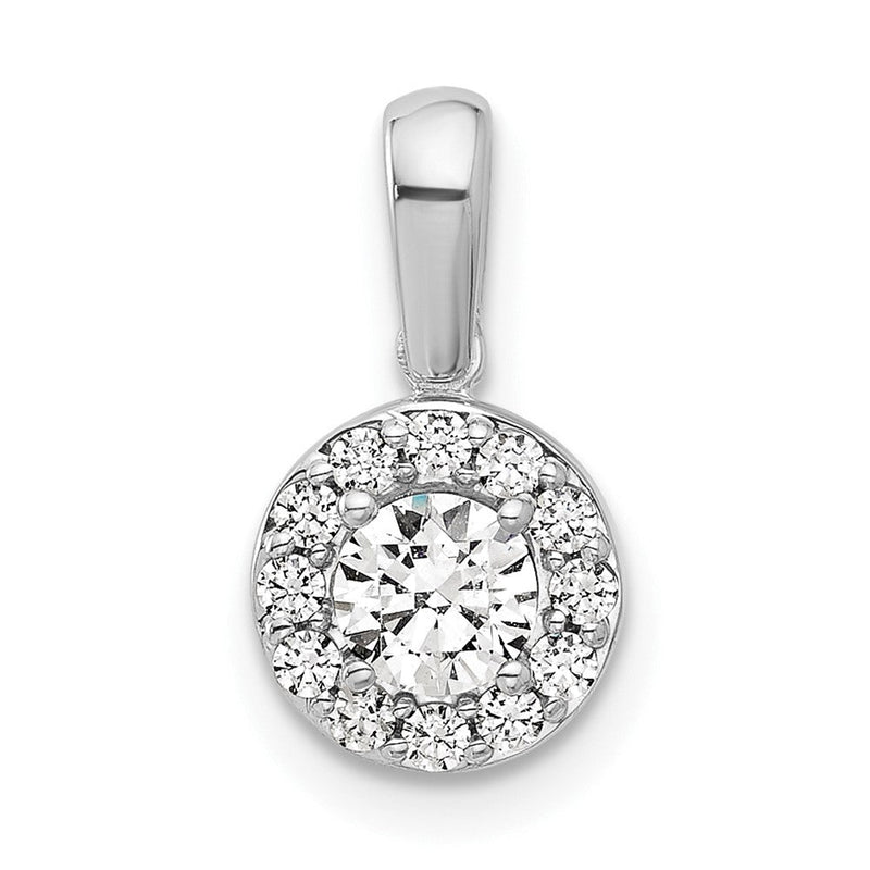 14K Weißgold 0,5 ct. im Labor gezüchteter Diamant VS/SI+ G+ Rund-Halo-Anhänger