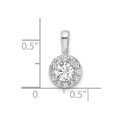 14K Weißgold Halo-Anhänger mit 0,75 ct. laborgezüchtetem Diamant im Rundschliff VS/SI+ G+