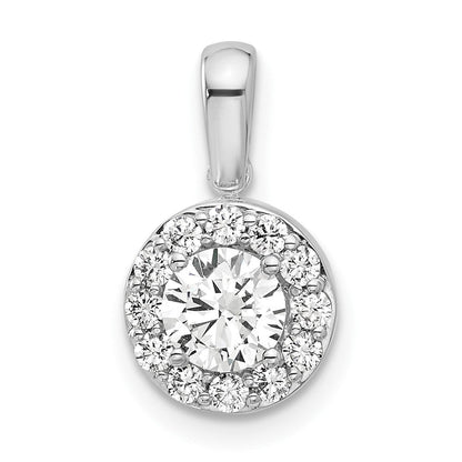 14K Weißgold Halo-Anhänger mit 0,75 ct. laborgezüchtetem Diamant im Rundschliff VS/SI+ G+