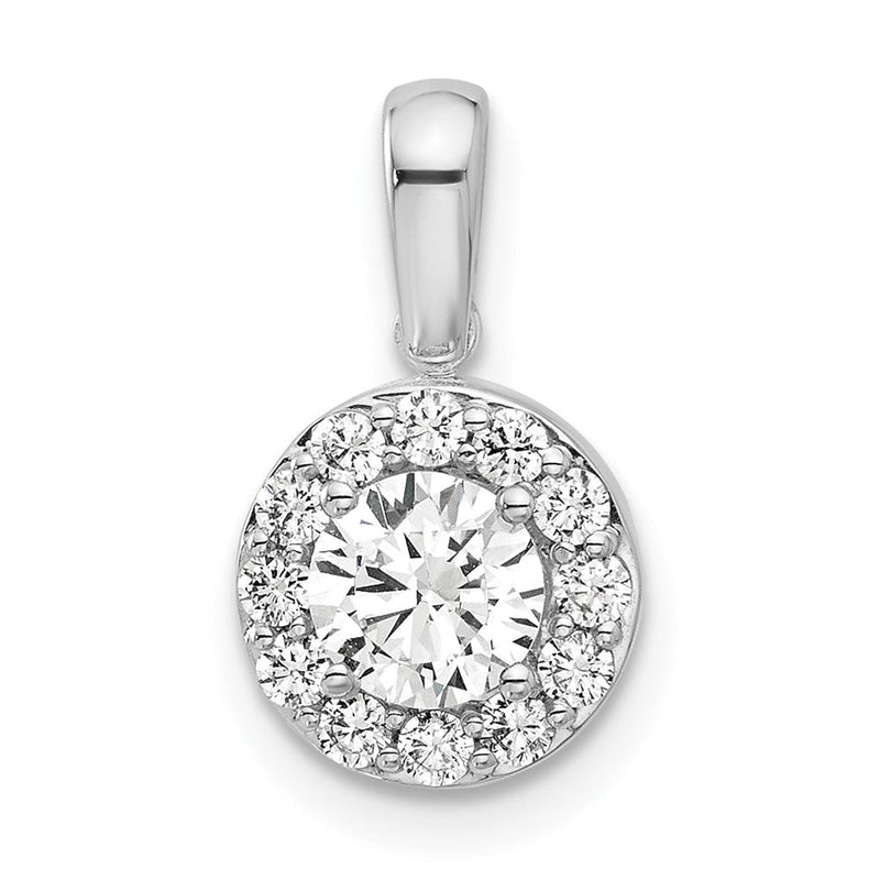14K Weißgold Halo-Anhänger mit 0,75 ct. laborgezüchtetem Diamant im Rundschliff VS/SI+ G+