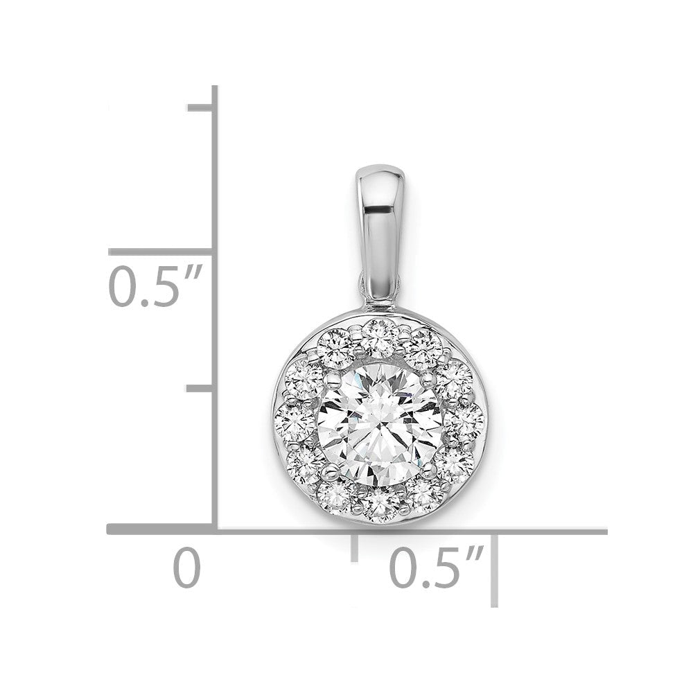 14K Weißgold Anhänger mit 1 ct. im Labor gezüchteten Diamanten, VS/SI+ G+, rund, mit Halo-Fassung